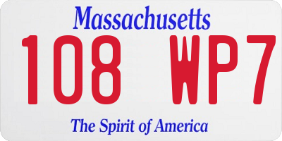 MA license plate 108WP7