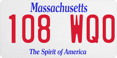MA license plate 108WQ0
