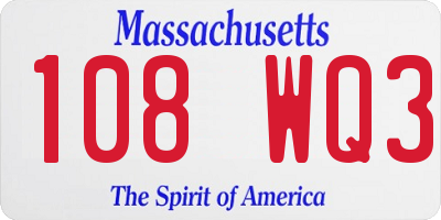 MA license plate 108WQ3