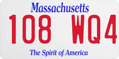 MA license plate 108WQ4
