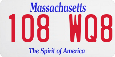 MA license plate 108WQ8