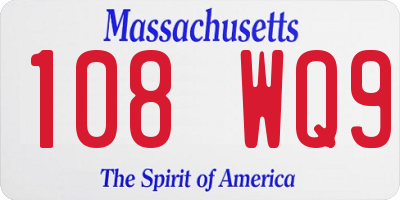 MA license plate 108WQ9