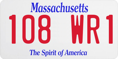 MA license plate 108WR1