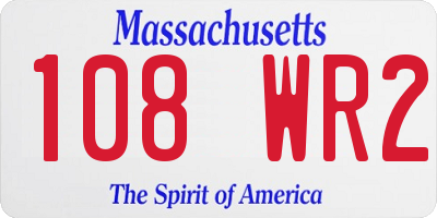 MA license plate 108WR2