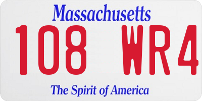 MA license plate 108WR4