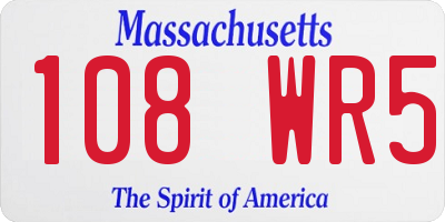 MA license plate 108WR5