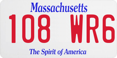 MA license plate 108WR6