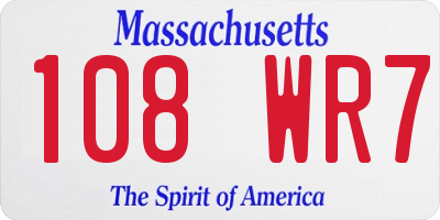 MA license plate 108WR7