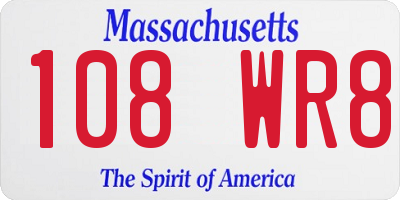MA license plate 108WR8