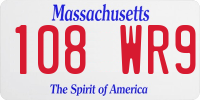 MA license plate 108WR9