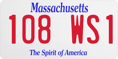 MA license plate 108WS1
