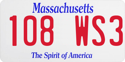 MA license plate 108WS3