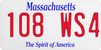 MA license plate 108WS4