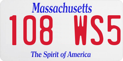 MA license plate 108WS5