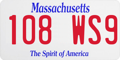 MA license plate 108WS9