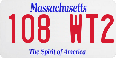 MA license plate 108WT2