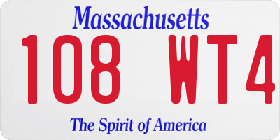 MA license plate 108WT4
