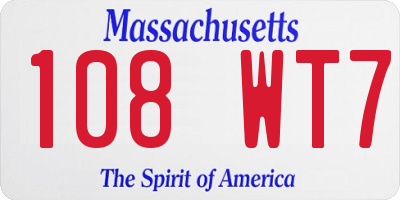MA license plate 108WT7