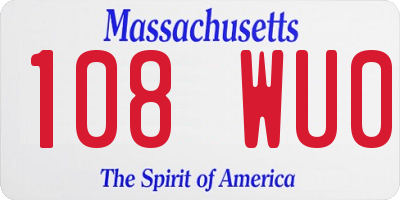 MA license plate 108WU0