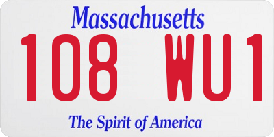 MA license plate 108WU1