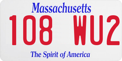 MA license plate 108WU2