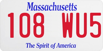 MA license plate 108WU5