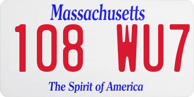 MA license plate 108WU7