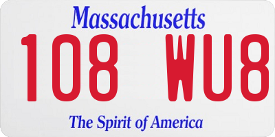 MA license plate 108WU8