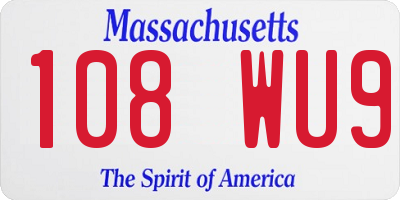 MA license plate 108WU9