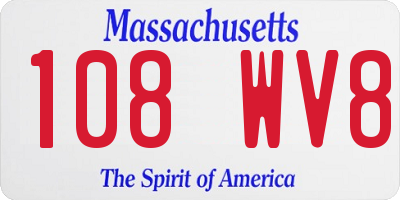 MA license plate 108WV8
