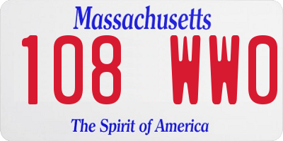 MA license plate 108WW0