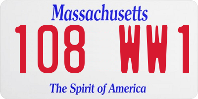 MA license plate 108WW1
