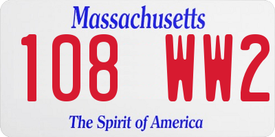 MA license plate 108WW2