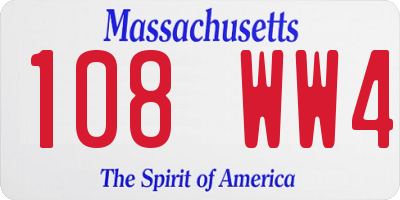 MA license plate 108WW4