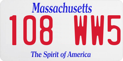MA license plate 108WW5