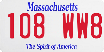 MA license plate 108WW8