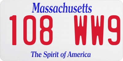 MA license plate 108WW9