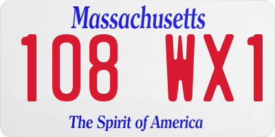 MA license plate 108WX1