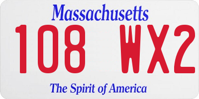 MA license plate 108WX2