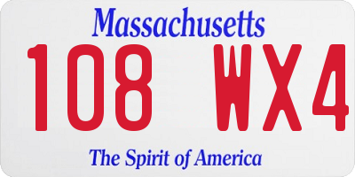 MA license plate 108WX4