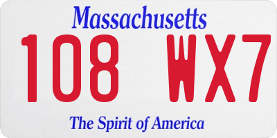 MA license plate 108WX7