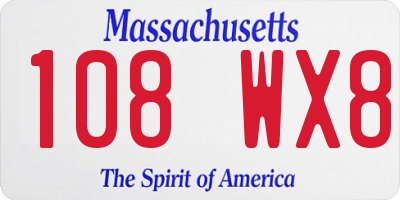 MA license plate 108WX8