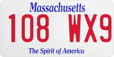 MA license plate 108WX9