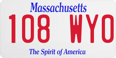 MA license plate 108WY0