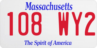 MA license plate 108WY2