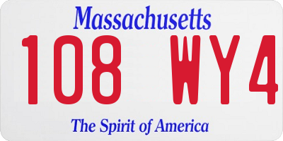 MA license plate 108WY4