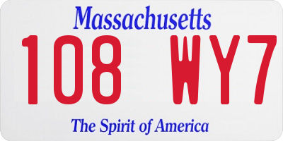 MA license plate 108WY7