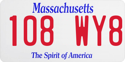 MA license plate 108WY8