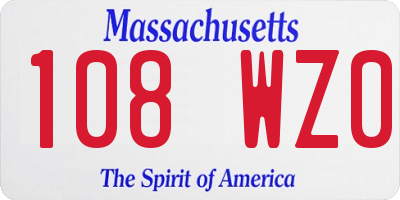 MA license plate 108WZ0