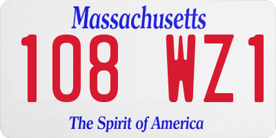 MA license plate 108WZ1